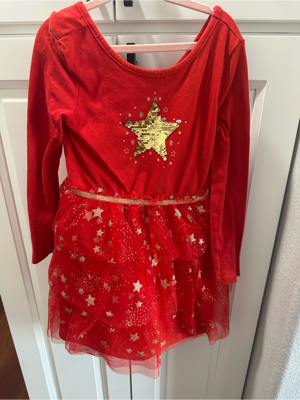 Cat & Jack Red Dress with Gold Sequin Star